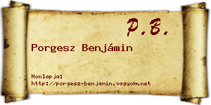 Porgesz Benjámin névjegykártya